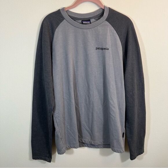 Patagonia Men’s Gray Logo Organic Cotton Crewneck Sweatshirt Medium - Picture 1 of 14